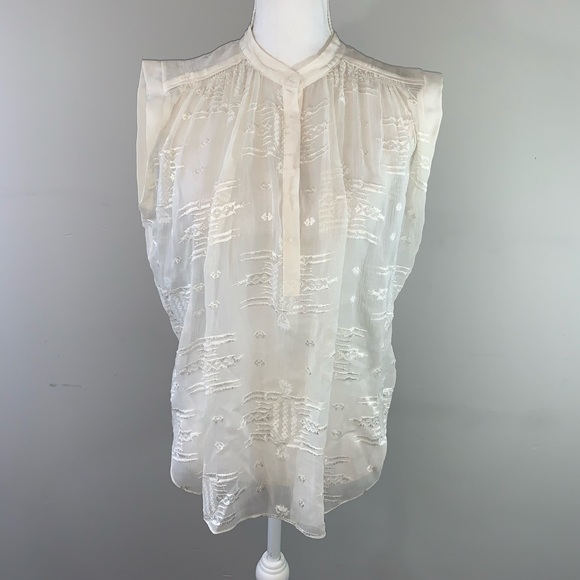 Rebecca Taylor Tops - Rebecca Taylor Silk Sheer Cream Blouse Sz 2